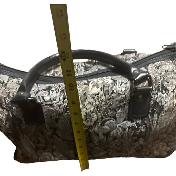 Diane Von Furstenberg DVF Grey Vintage Floral Tapestry Duffle Weekender Bag - Picture 14 of 16